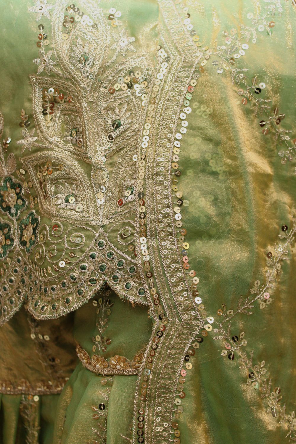 Sage Green Embroidered Sharara Suit