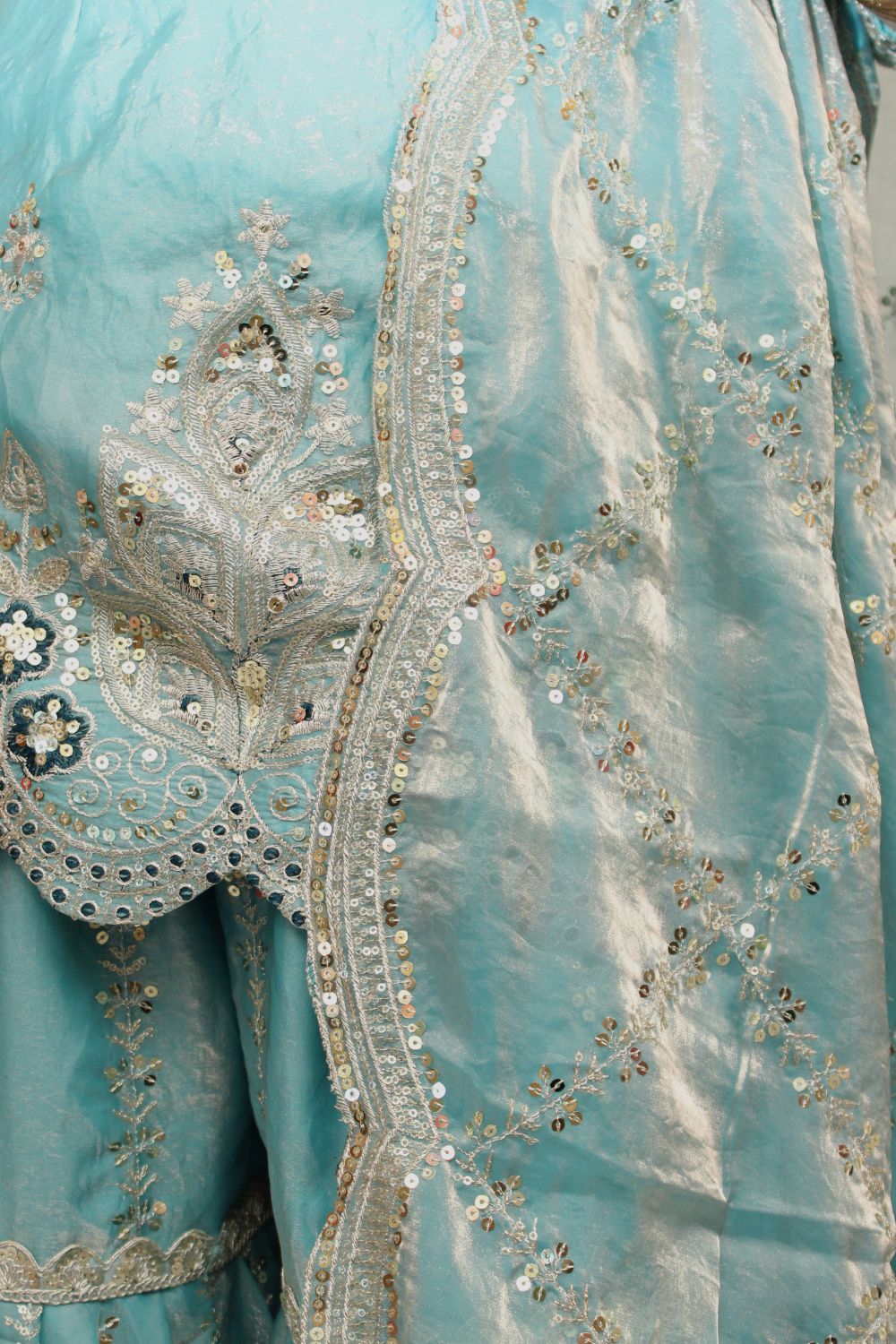 Sky Blue Embroidered Sharara Suit