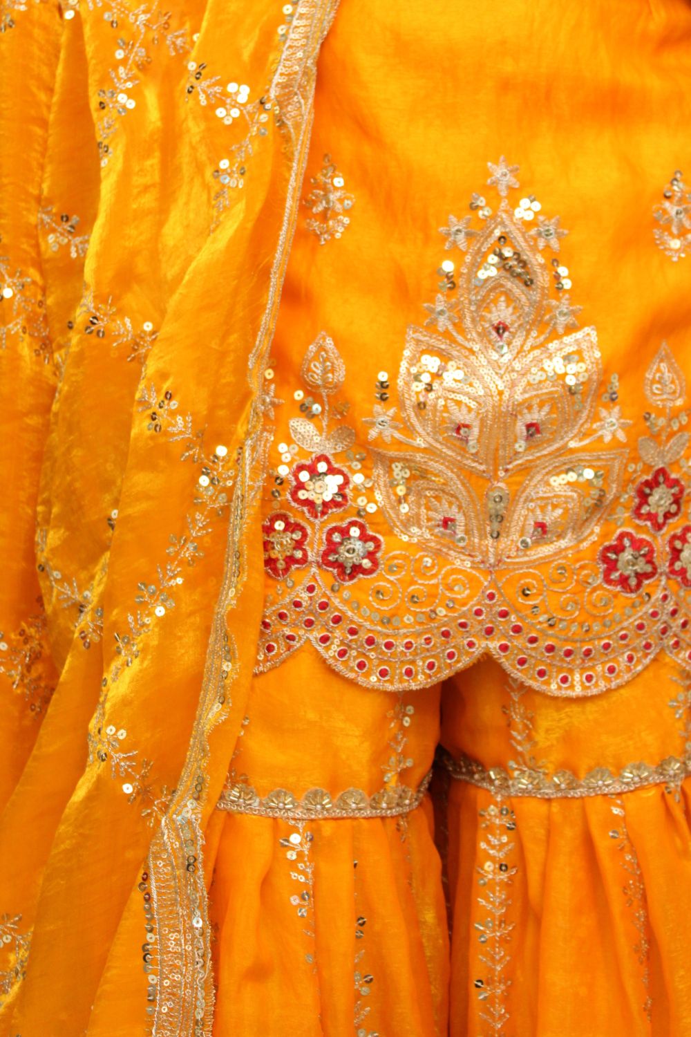 Marigold Yellow Embroidered Sharara Suit