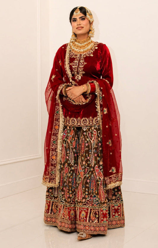 Maroon Sharara Suit
