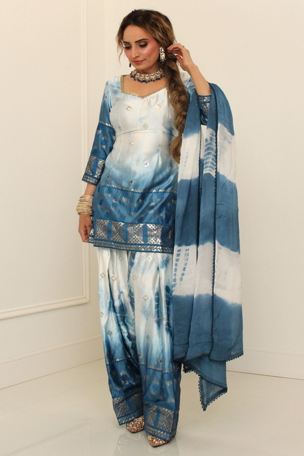 Blue Tie-Dye Salwar Suit