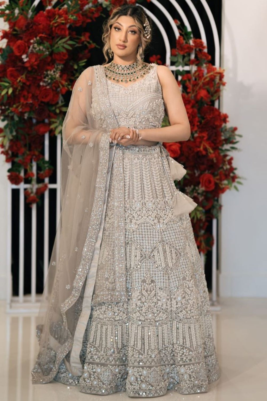 Pearl Heavy Embroidered Semi-Bridal Lehenga