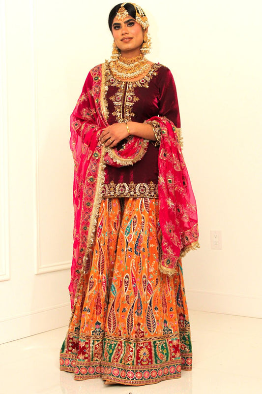 Wine Red Sharara Suit