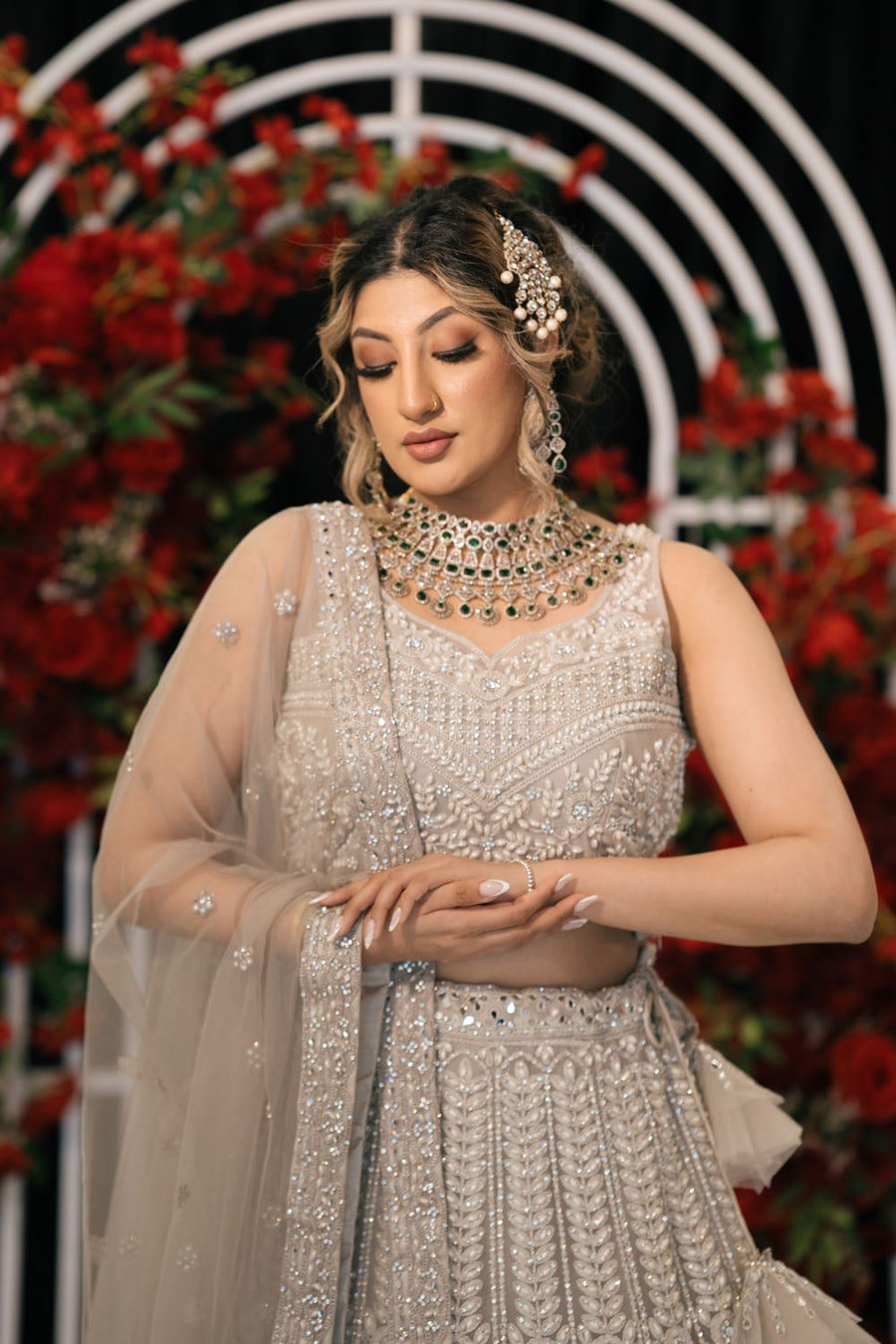 Pearl Heavy Embroidered Semi-Bridal Lehenga