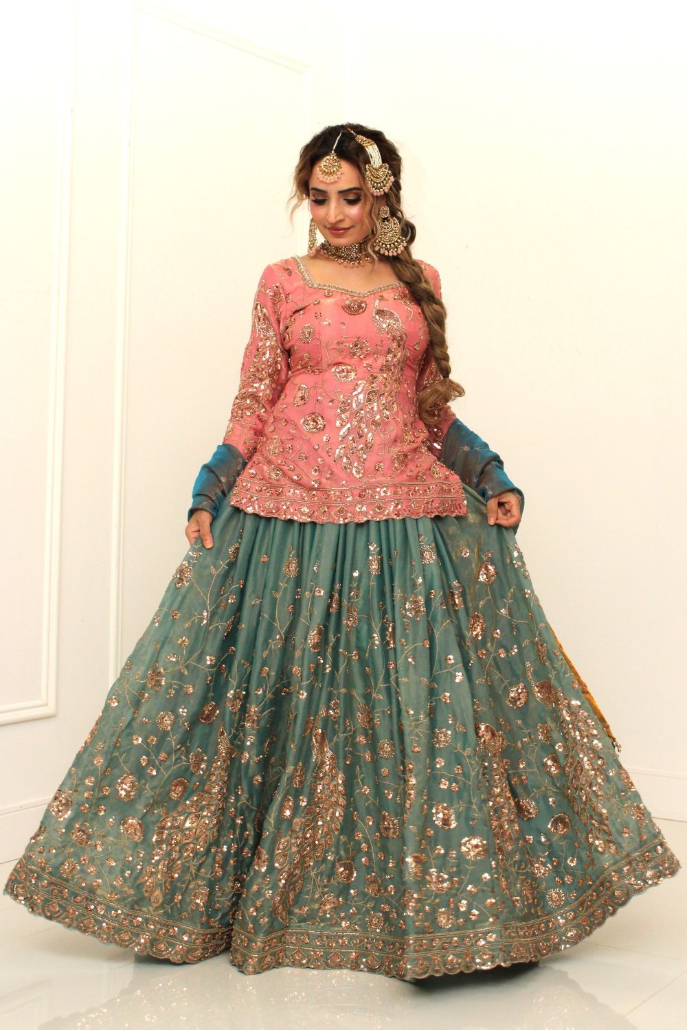 3D Peacock Lehnga