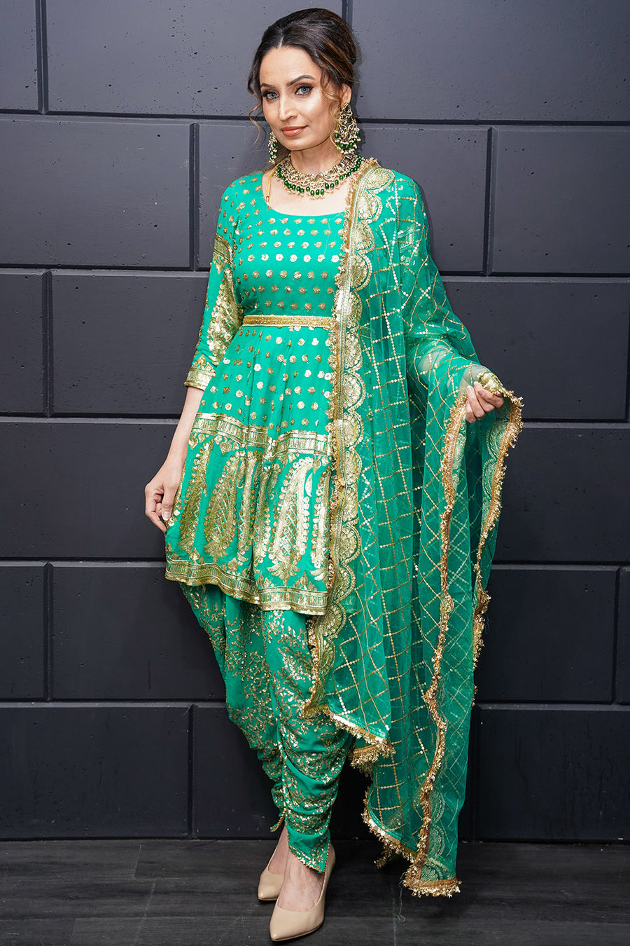 Light Green Short Anarkali Suit