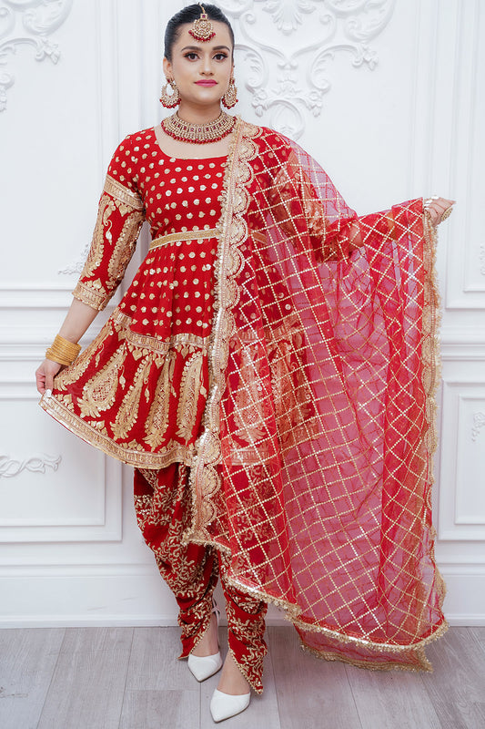 Maroon Short Anarkali Suit