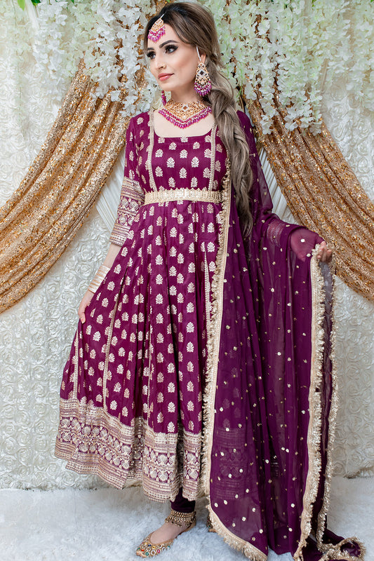 Plum Shade Long Anarkali Suit