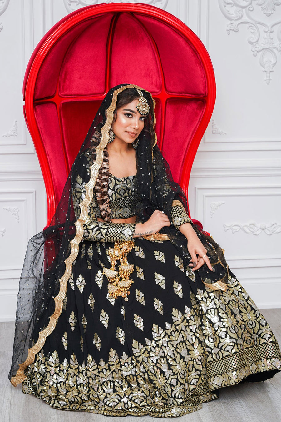 Black Embroidered Sequin Lehenga