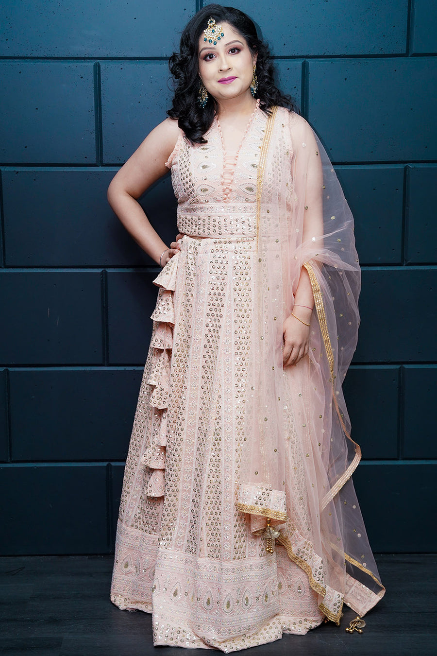 Peach Gold Lehenga