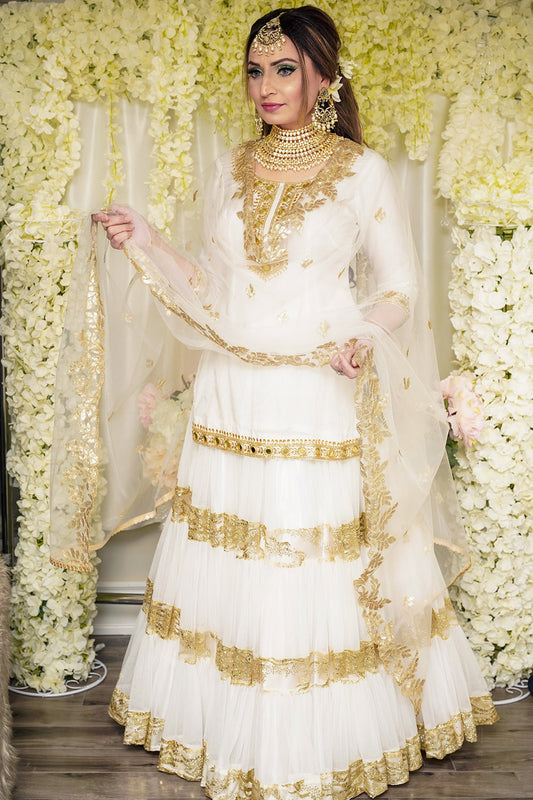 White & Gold Lehenga