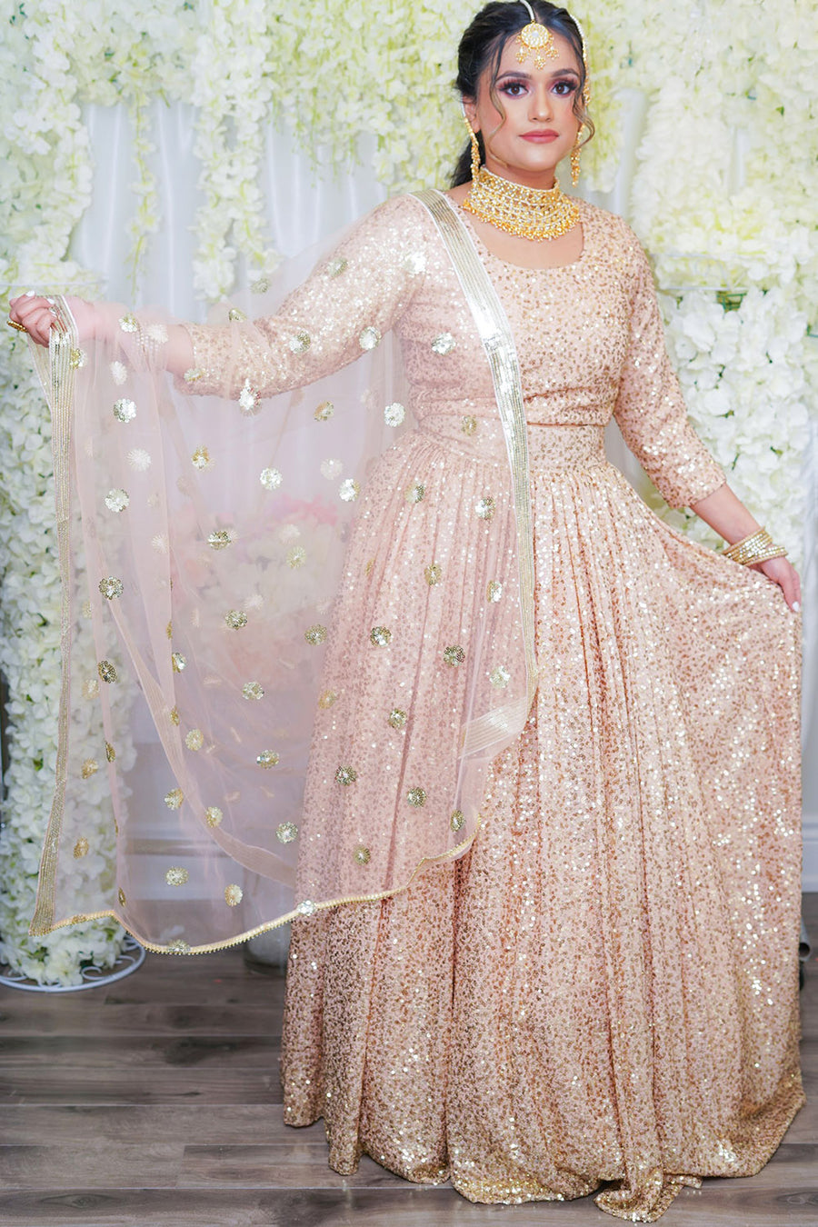 Rose Gold Sequin Lehenga