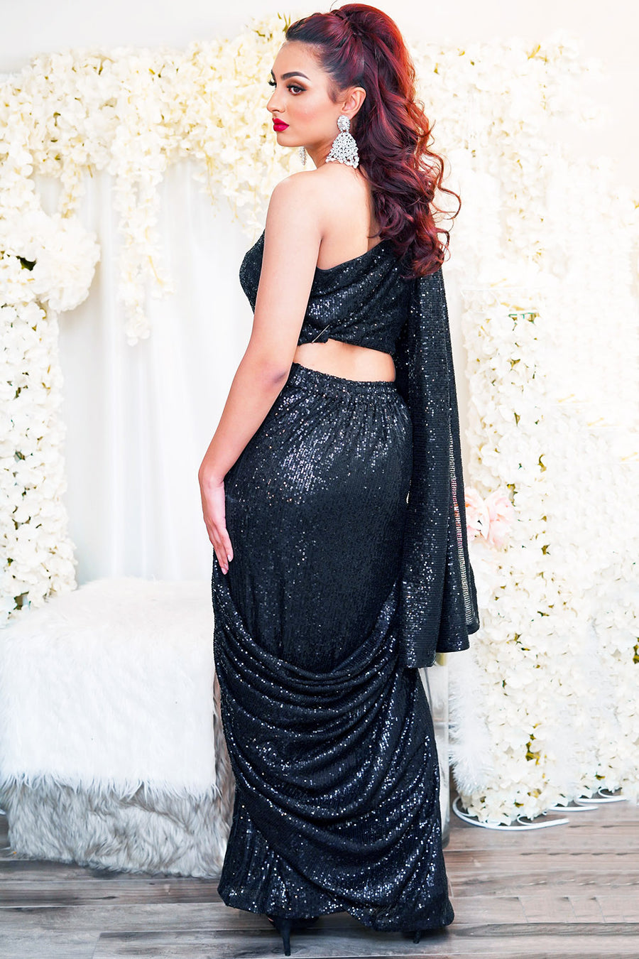 Black Sequin Saree