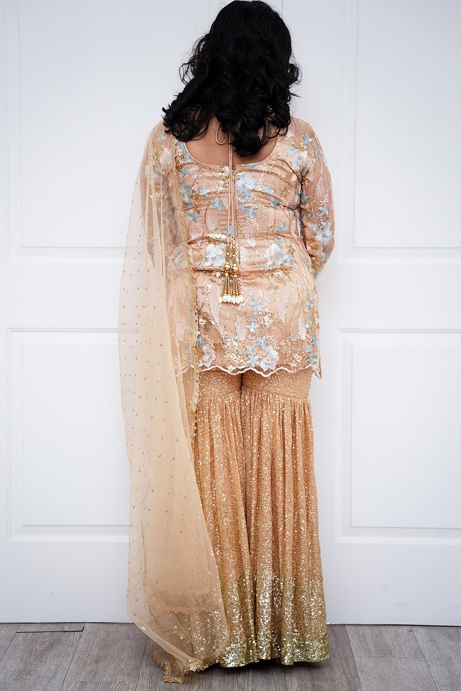 Gold Sequin Sharara Suit