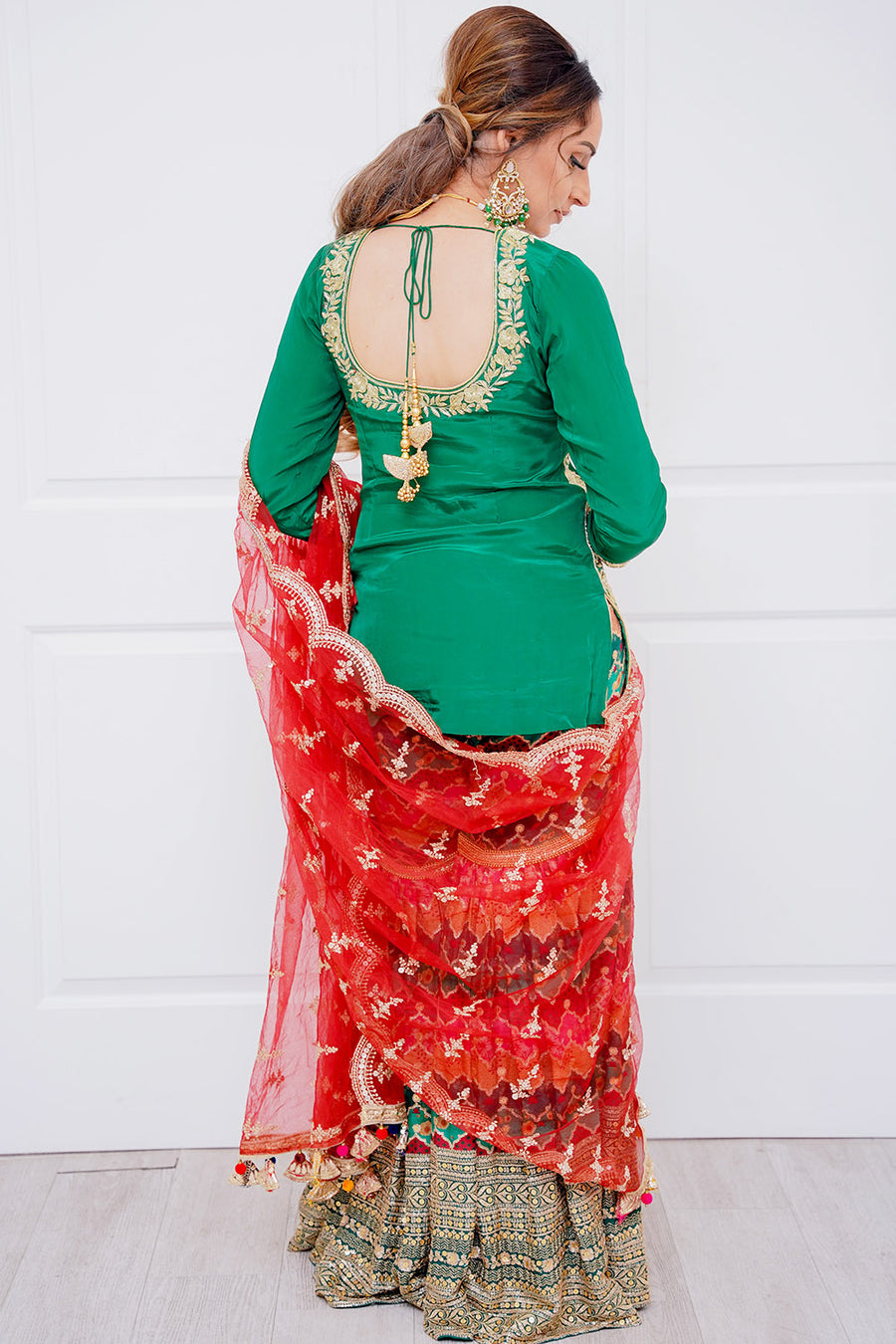 Green Multicolour Sharara Suit