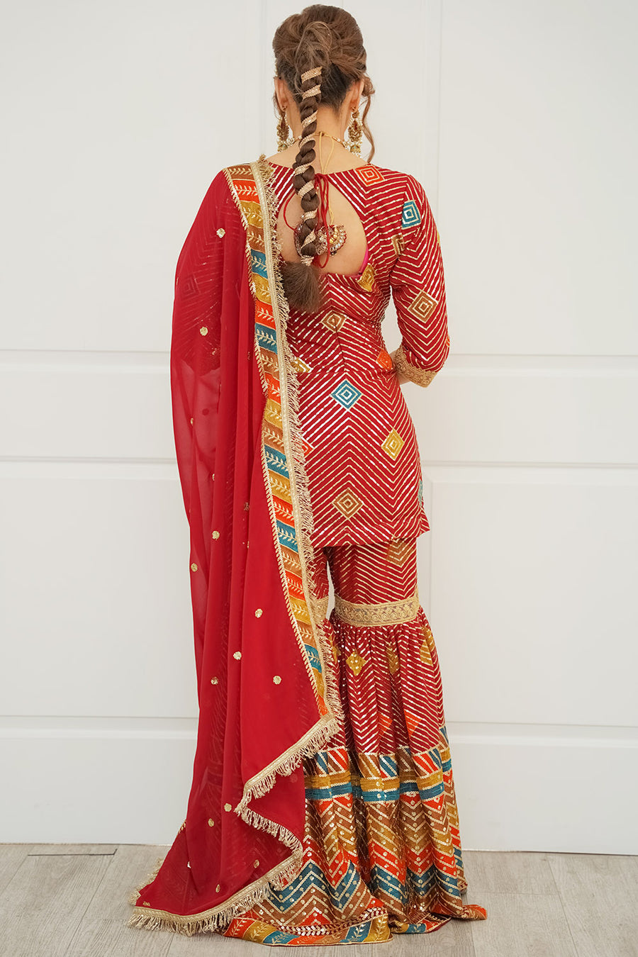 Maroon Multicolour Sharara Suit