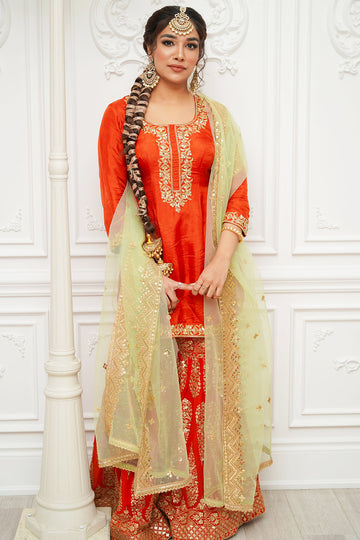 Rustic Orange Sharara Suit