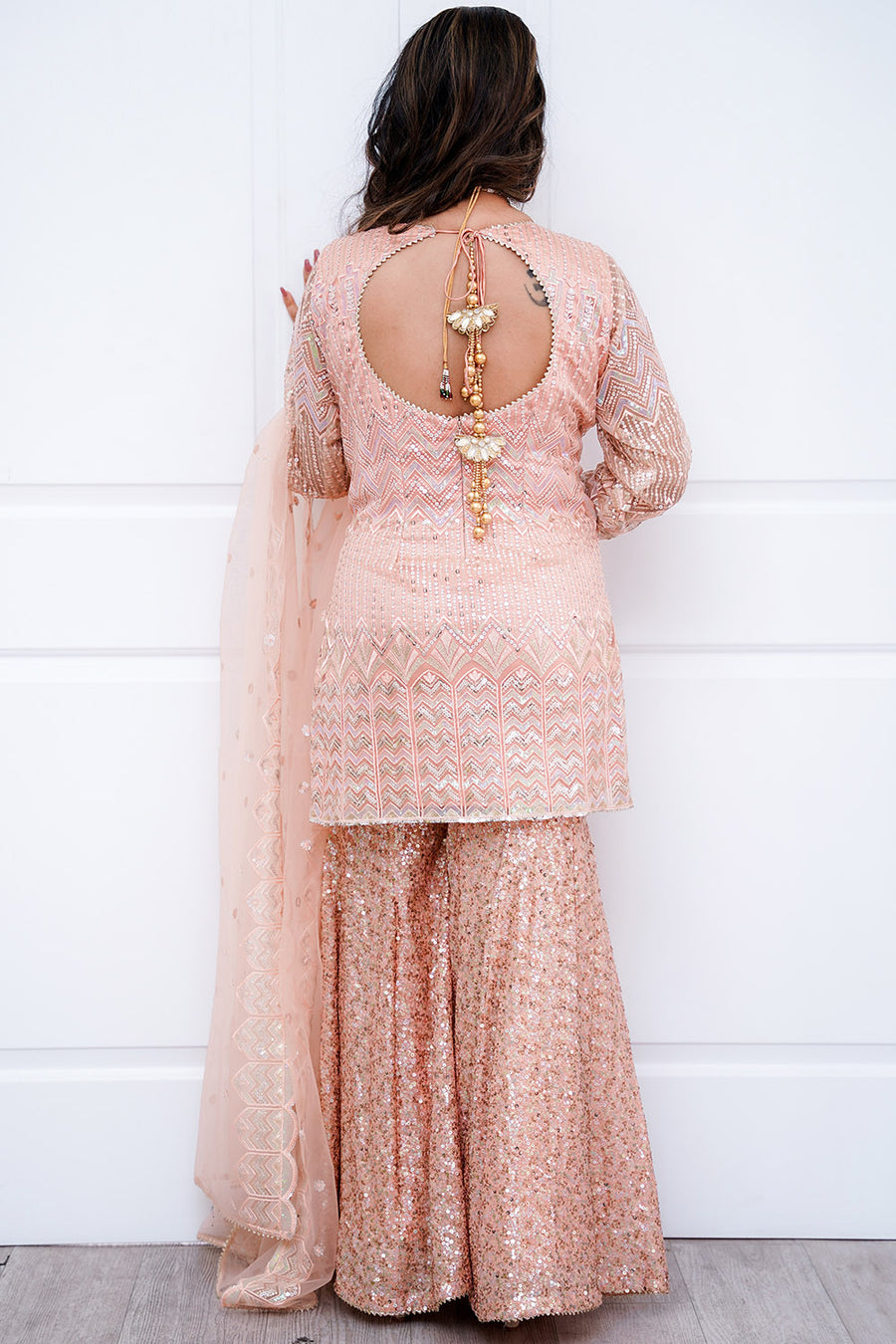 Rose Gold Sequin Sharara Suit