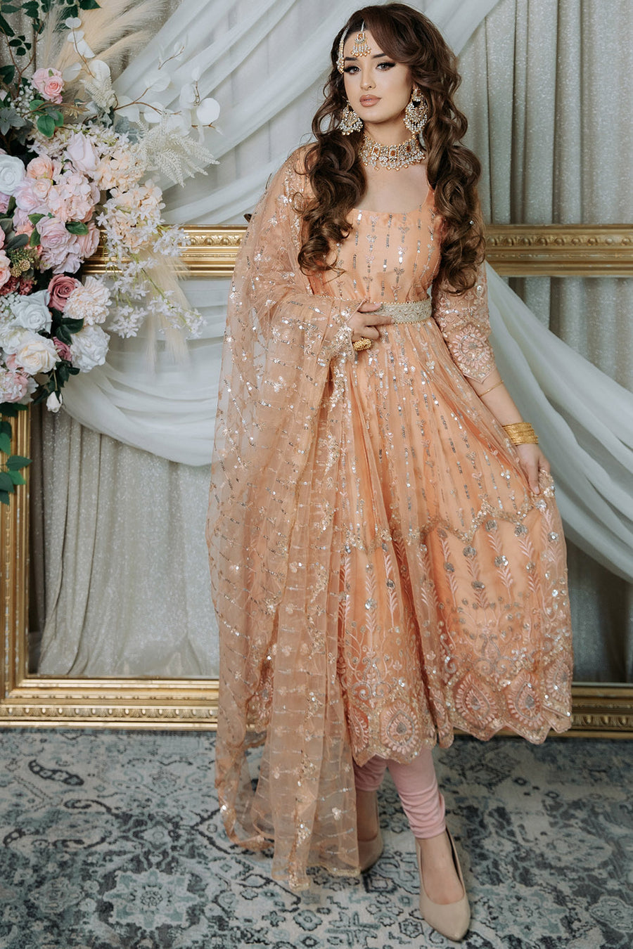 Rose Gold Netted Long Anarkali Suit Glam Fashion Hub Rose Gold Netted Long Anarkali Suit Glam Fashion Hub