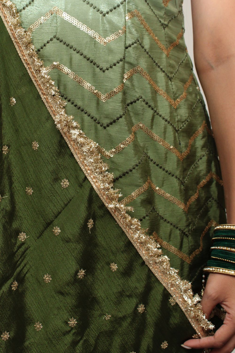 Olive Green Ombre Pajami Suit