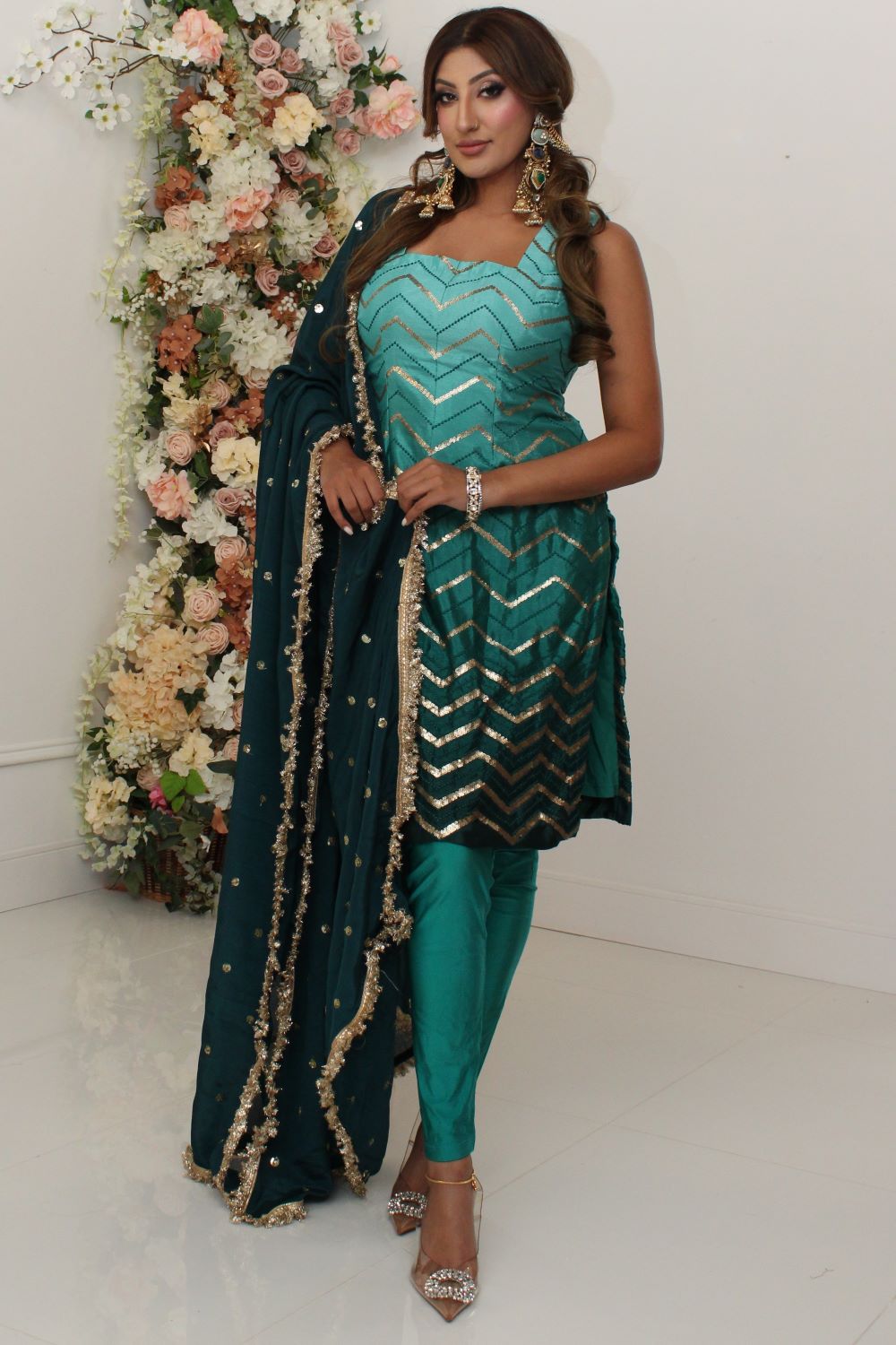 Teal Blue Ombre Pajami Suit