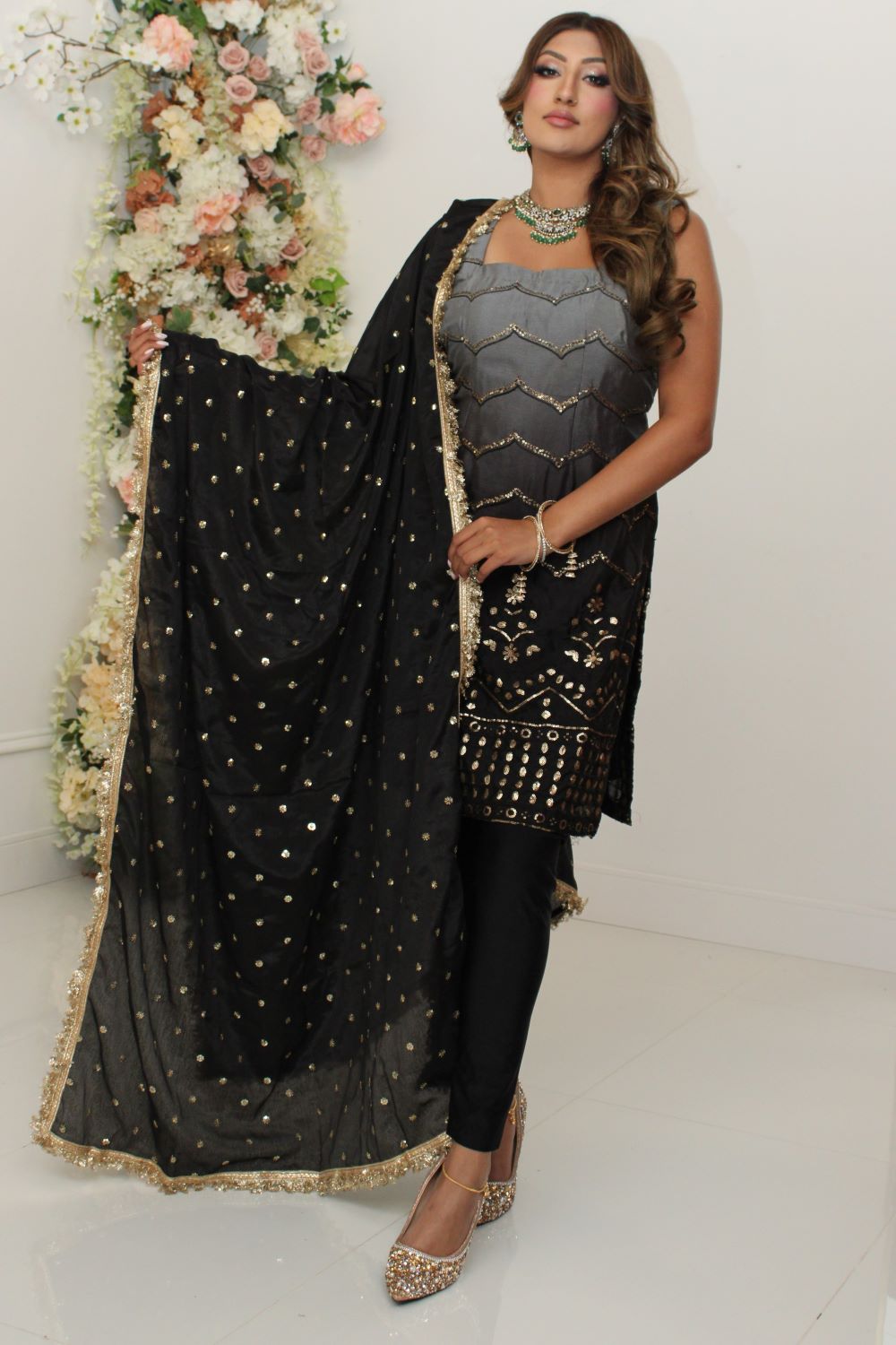 Black Ombre Pajami Suit