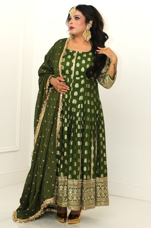 Mehndi Green Anarkali Suit