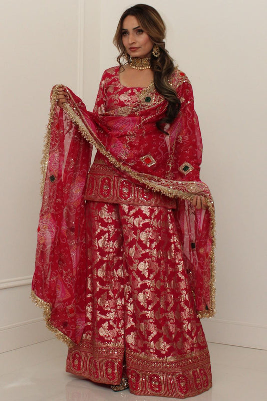 Ruby Pink Sharara Suit