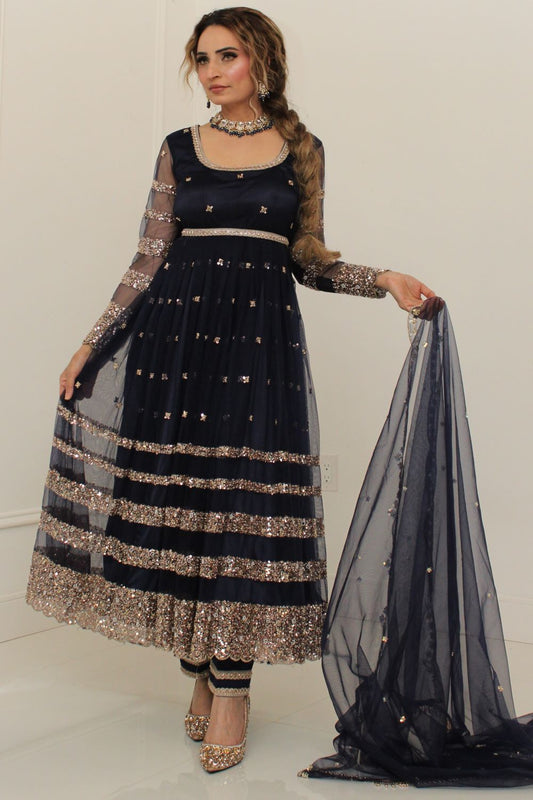 Midnight Blue Anarkali Suit