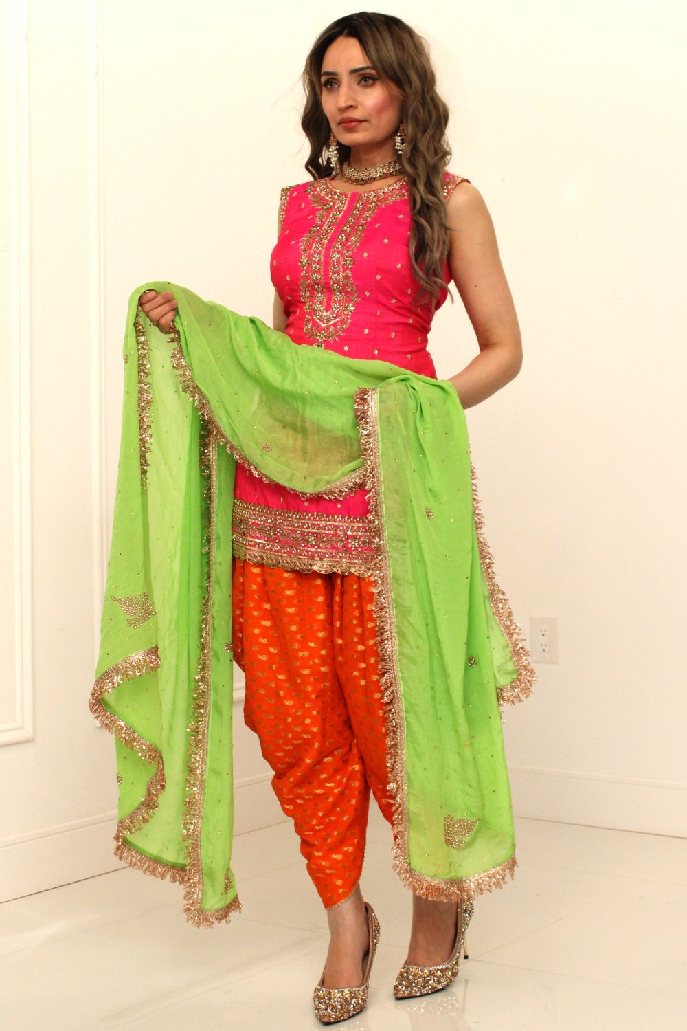 Hot Pink Dhoti Suit