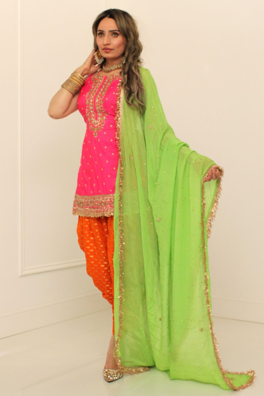 Hot Pink Dhoti Suit