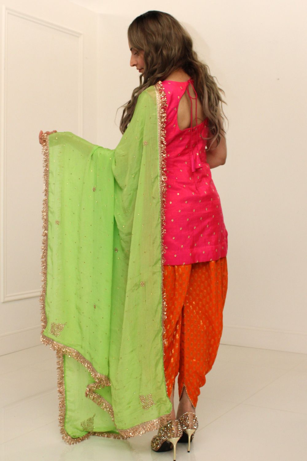 Hot Pink Dhoti Suit