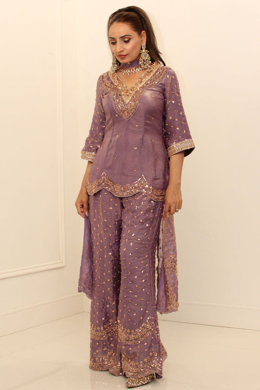 Lavender Embroidered Bell Bottoms