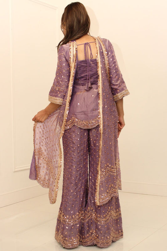 Lavender Embroidered Bell Bottoms