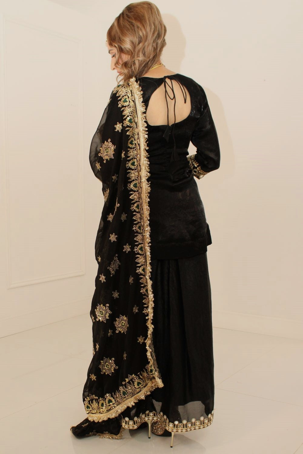 Black Dhoti Skirt Suit