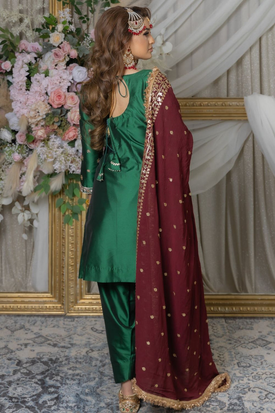 Emerald Green Hand Embroidered Salwar Suit