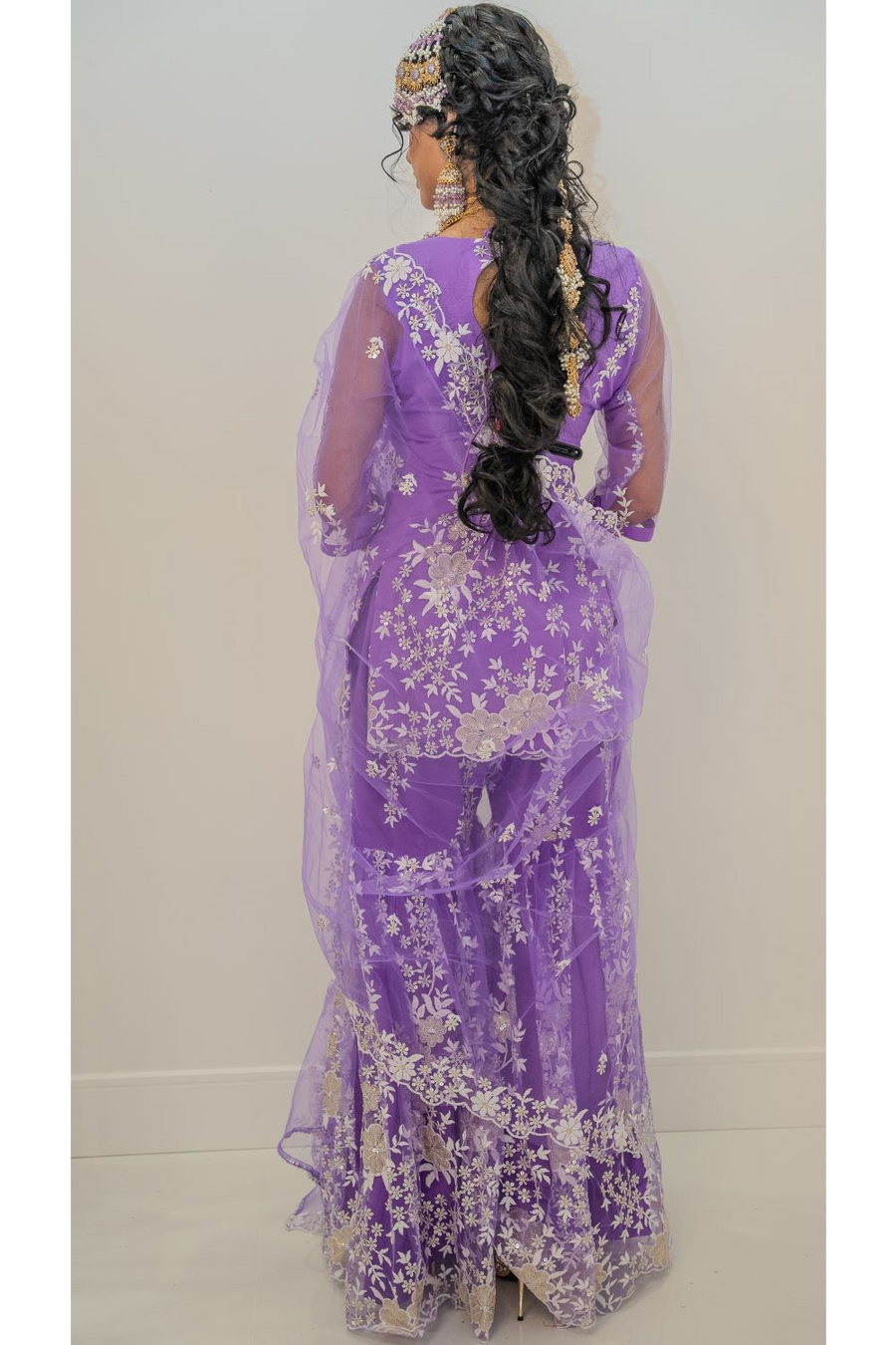 Lilac Embroidered Sharara Suit