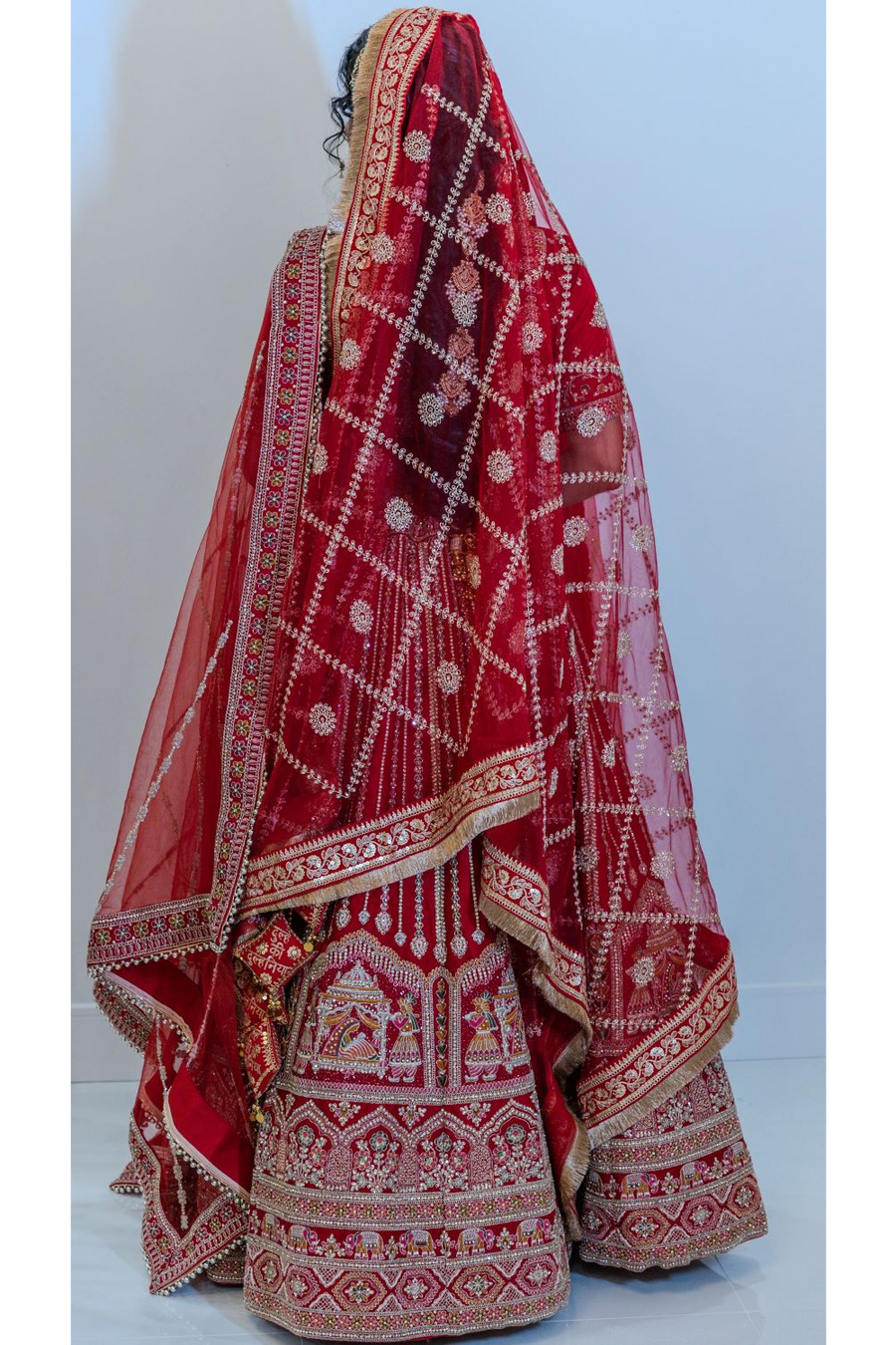 Red Embroidered Bridal Lehenga