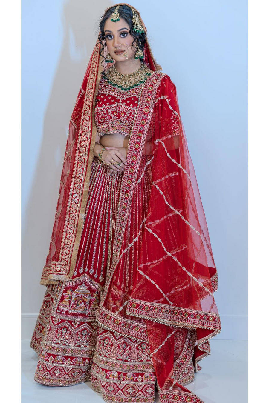 Red Embroidered Bridal Lehenga