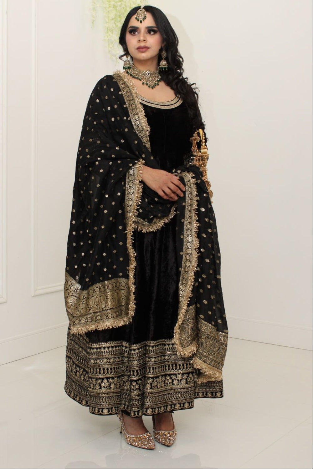 Black Velvet Long Anarkali Suit
