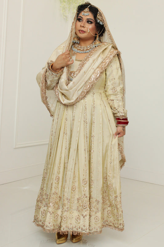 Off-White Silk Anarkali Suit