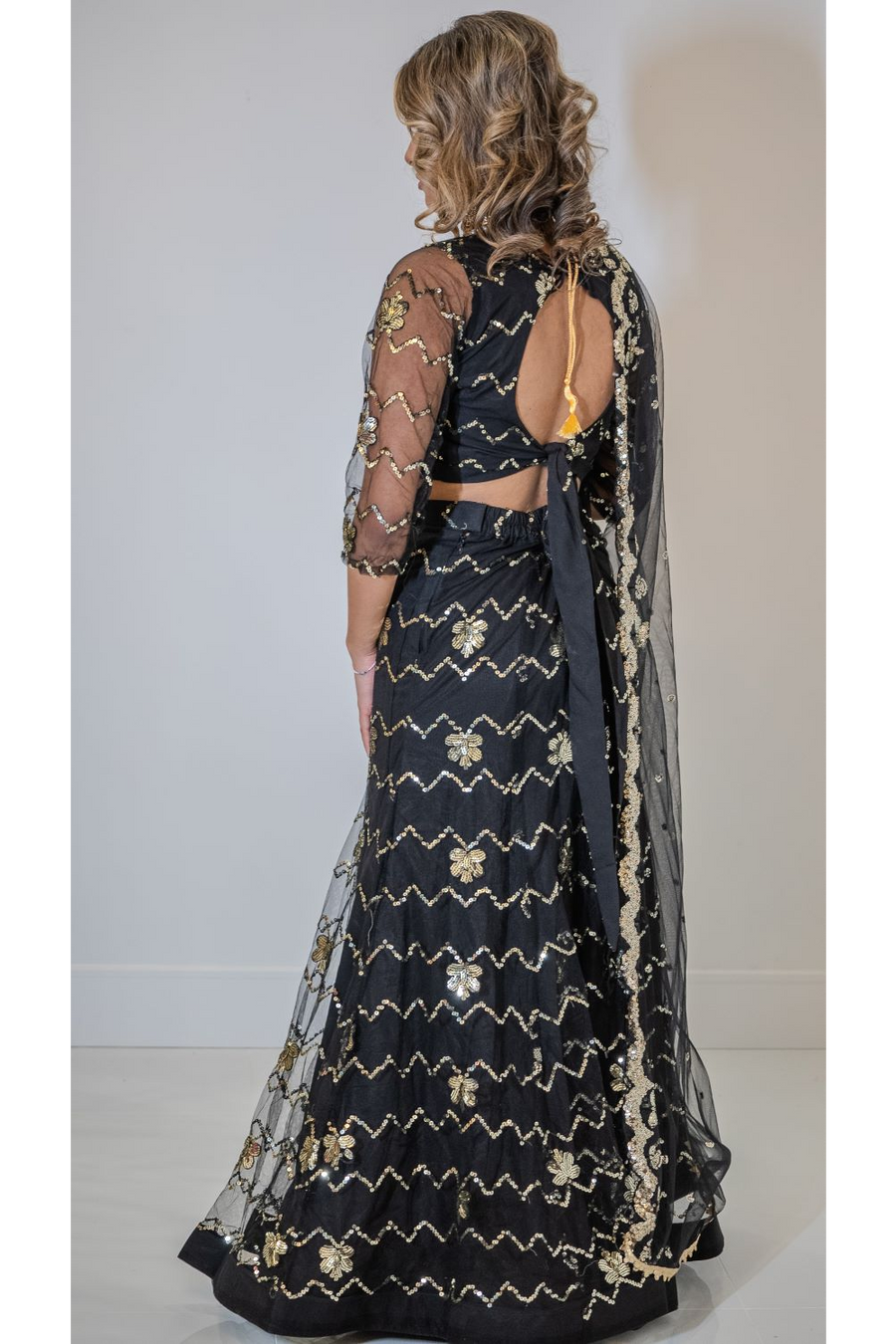 Black Embroidered Fishcut Lehenga